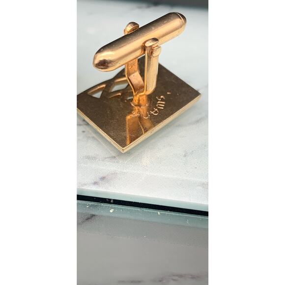 Vintage Swank Gold Tone MCM Mid Century Modern Cufflinks Signed - Picture 3 of 4
